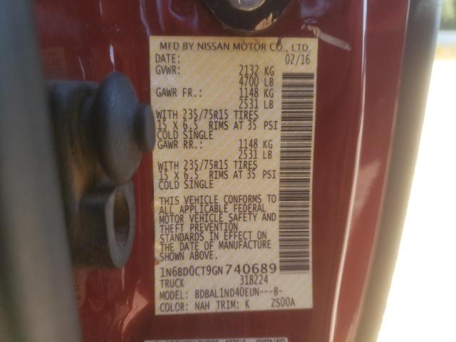 Photo 10 from auction – 2016 NISSAN FRONTIER S with VIN 1N6BD0CT9GN740689