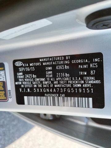 Photo 10 from auction – 2015 KIA OPTIMA EX with VIN 5XXGN4A73FG519151