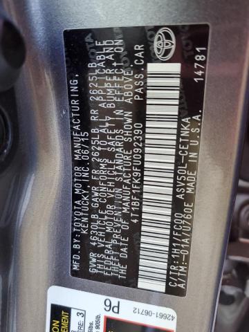 Photo 10 from auction – 2015 TOYOTA CAMRY LE with VIN 4T1BF1FK9FU092390