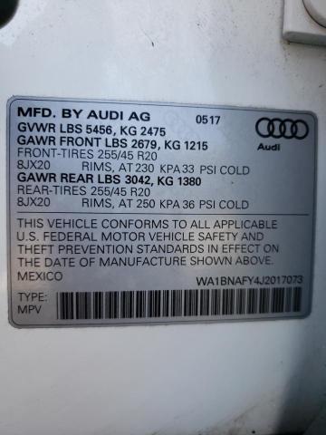 Photo 10 from auction – 2018 AUDI Q5 PREMIUM with VIN WA1BNAFY4J2017073