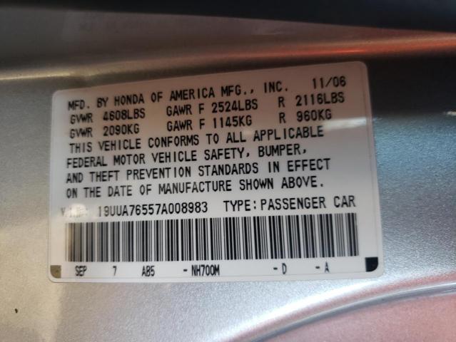 Photo 10 from auction – 2007 ACURA TL TYPE S with VIN 19UUA76557A008983
