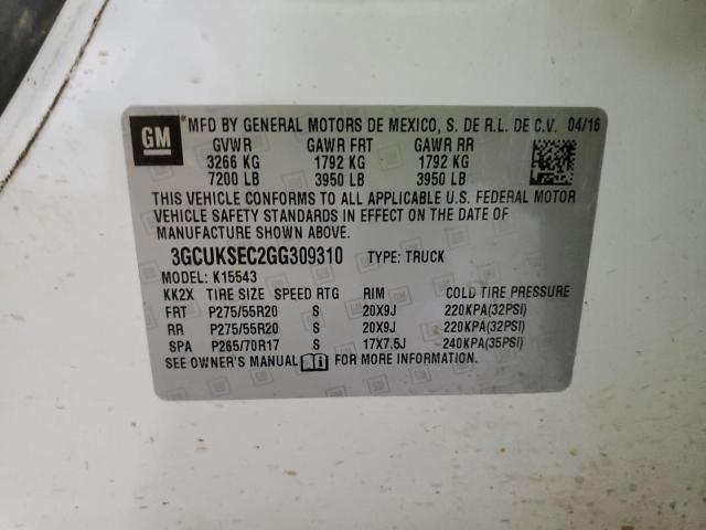 Photo 10 from auction – 2016 CHEVROLET SILVERADO with VIN 3GCUKSEC2GG309310