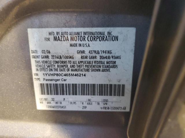 Photo 10 from auction – 2006 MAZDA 6 I with VIN 1YVHP80C465M46214