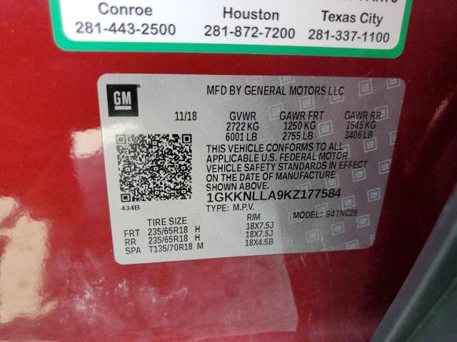 Photo 10 from auction – 2019 GMC ACADIA SLE with VIN 1GKKNLLA9KZ177584