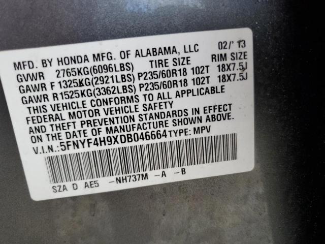 Photo 10 from auction – 2013 HONDA PILOT TOUR with VIN 5FNYF4H9XDB046664