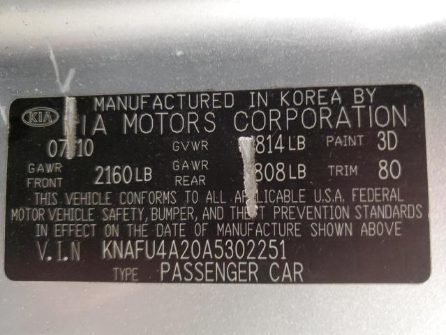 Photo 10 from auction – 2010 KIA FORTE EX with VIN KNAFU4A20A5302251