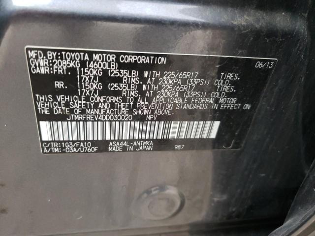 Photo 10 from auction – 2013 TOYOTA RAV4 XLE with VIN JTMRFREV4DD030020