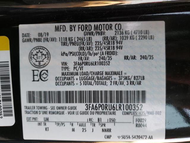 Photo 10 from auction – 2020 FORD FUSION TIT with VIN 3FA6P0RU6LR100352