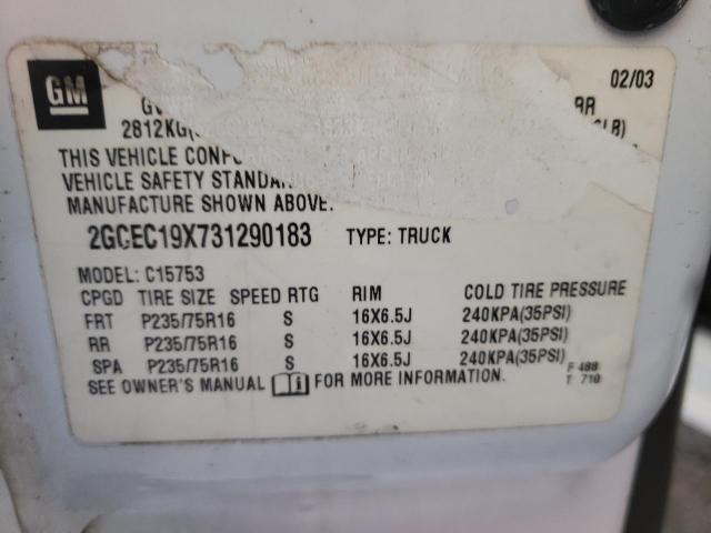 Photo 10 from auction – 2003 CHEVROLET SILVERADO with VIN 2GCEC19X731290183