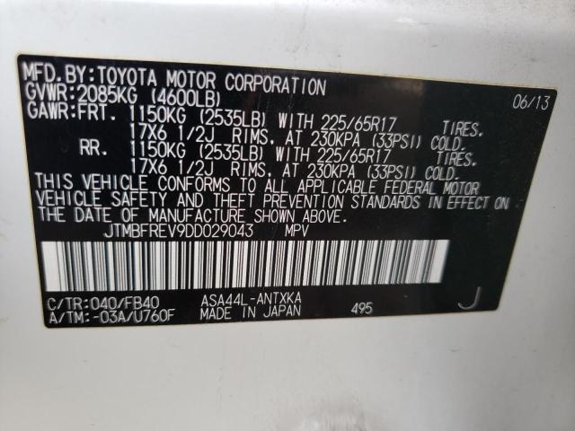 Photo 10 from auction – 2013 TOYOTA RAV4 LE with VIN JTMBFREV9DD029043