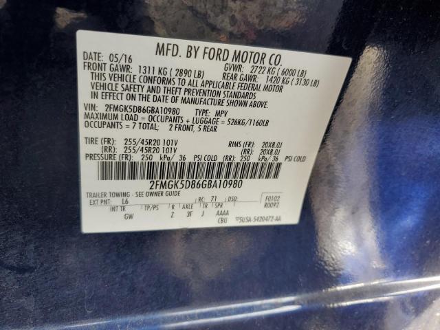 Photo 10 from auction – 2016 FORD FLEX LIMIT with VIN 2FMGK5D86GBA10980