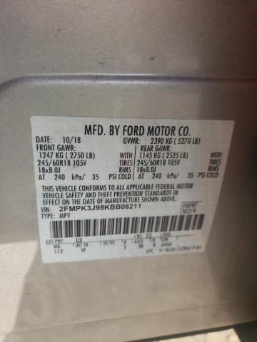 Photo 10 from auction – 2019 FORD EDGE SEL with VIN 2FMPK3J98KBB08211