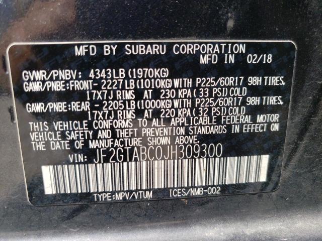 Photo 10 from auction – 2018 SUBARU CROSSTREK with VIN JF2GTABC0JH309300