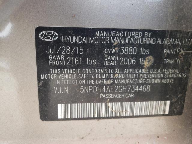 Photo 10 from auction – 2016 HYUNDAI ELANTRA SE with VIN 5NPDH4AE2GH734468