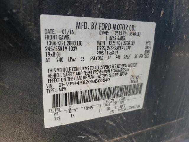Photo 10 from auction – 2016 FORD EDGE TITAN with VIN 2FMPK4K92GBB06840