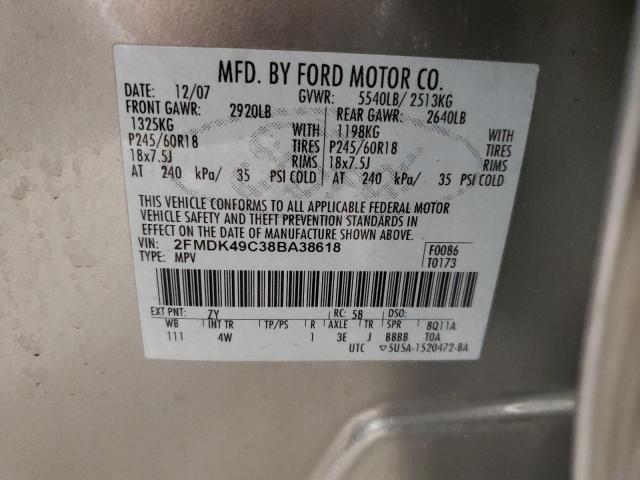 Photo 10 from auction – 2008 FORD EDGE LIMIT with VIN 2FMDK49C38BA38618