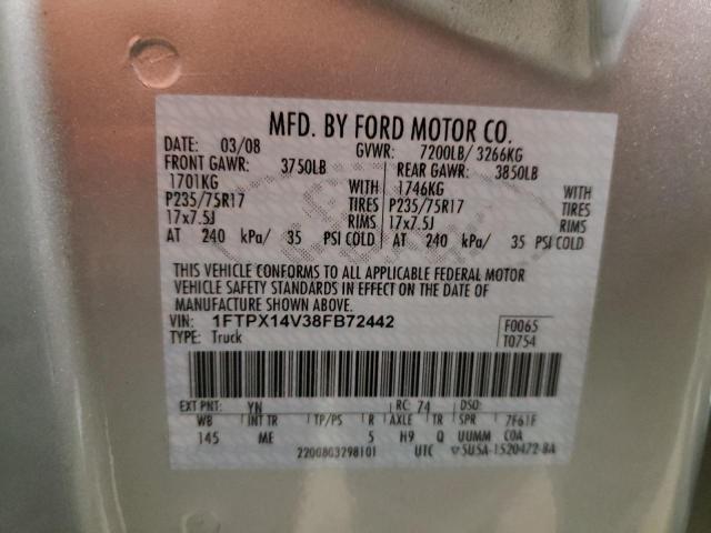 Photo 10 from auction – 2008 FORD F150 with VIN 1FTPX14V38FB72442