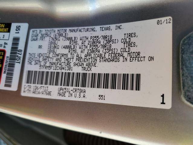 Photo 10 from auction – 2012 TOYOTA TUNDRA DOU with VIN 5TFRM5F12CX041301