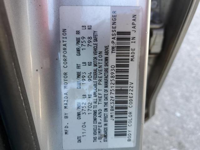 Photo 10 from auction – 2005 MAZDA 3 I with VIN JM1BK32F751258930