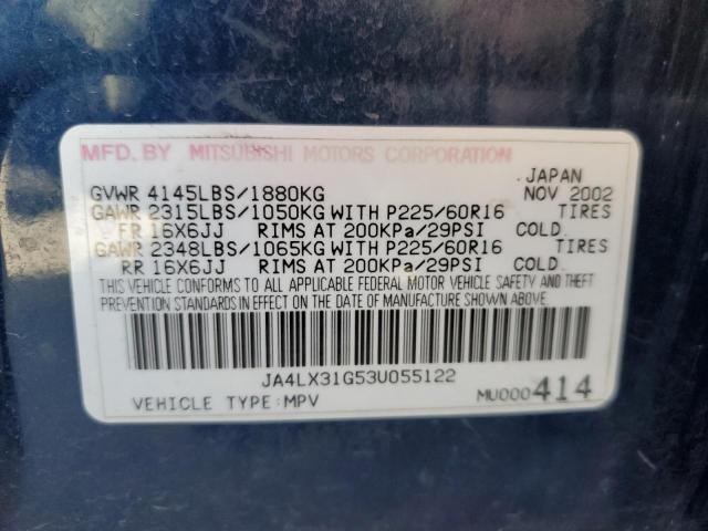 Photo 10 from auction – 2003 MITSUBISHI OUTLANDER with VIN JA4LX31G53U055122