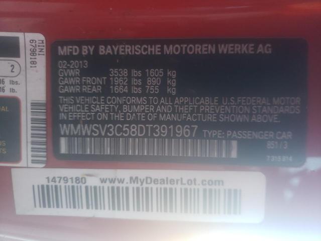 Photo 10 from auction – 2013 MINI COOPER S with VIN WMWSV3C58DT391967