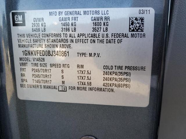 Photo 10 from auction – 2011 CHEVROLET TRAVERSE L with VIN 1GNKVFED0BJ340861
