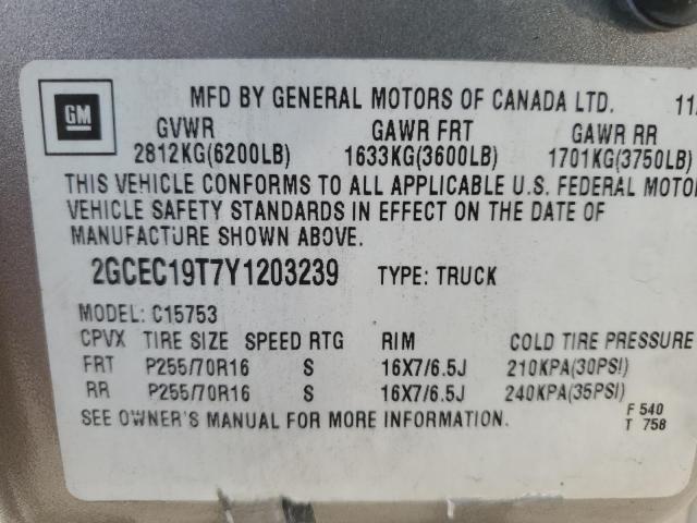 Photo 10 from auction – 2000 CHEVROLET SILVERADO with VIN 2GCEC19T7Y1203239