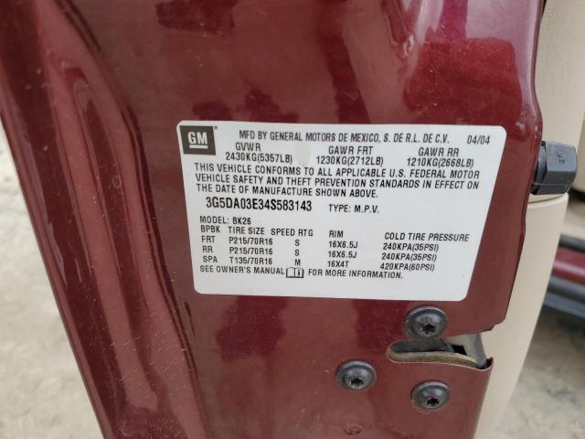 Photo 10 from auction – 2004 BUICK RENDEZVOUS with VIN 3G5DA03E34S583143