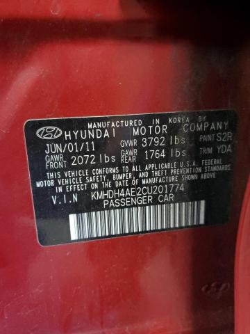 Photo 10 from auction – 2012 HYUNDAI ELANTRA GL with VIN KMHDH4AE2CU201774