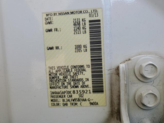 Photo 10 from auction – 2013 NISSAN MAXIMA S with VIN 1N4AA5AP3DC835921