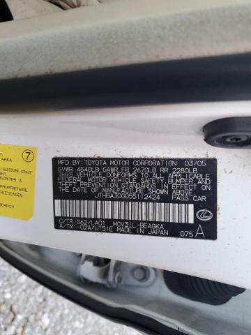 Photo 10 from auction – 2005 LEXUS ES 330 with VIN JTHBA30G055112424