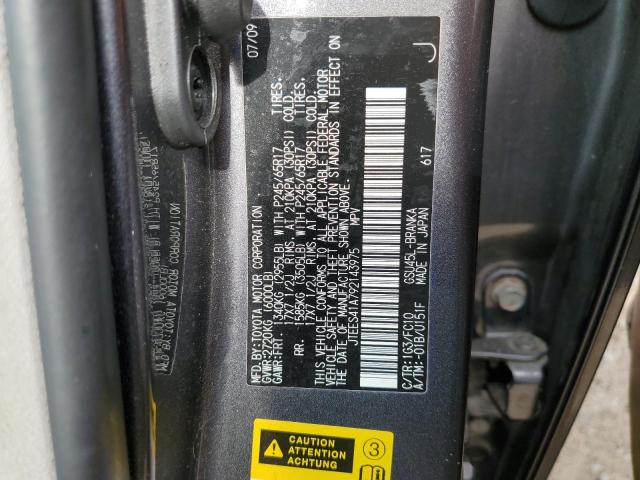 Photo 10 from auction – 2009 TOYOTA HIGHLANDER with VIN JTEES41A792143975