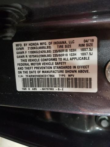 Photo 10 from auction – 2019 HONDA CR-V EXL with VIN 7FARW2H83KE017864