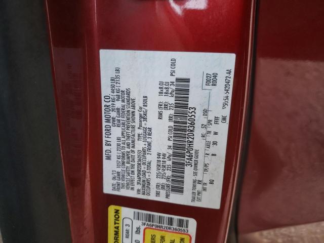 Photo 10 from auction – 2013 FORD FUSION SE with VIN 3FA6P0HR2DR360553