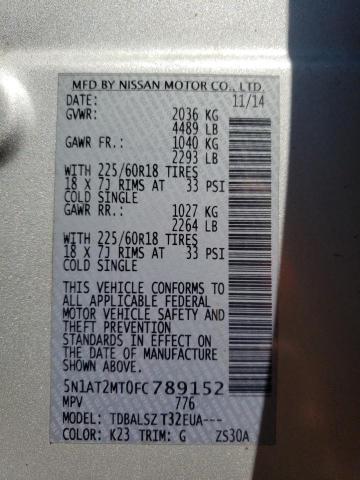 Photo 10 from auction – 2015 NISSAN ROGUE S with VIN 5N1AT2MT0FC789152