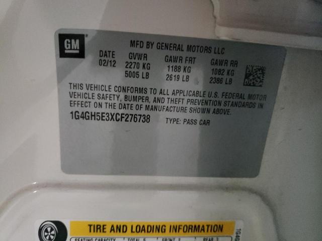 Photo 10 from auction – 2012 BUICK LACROSSE with VIN 1G4GH5E3XCF276738