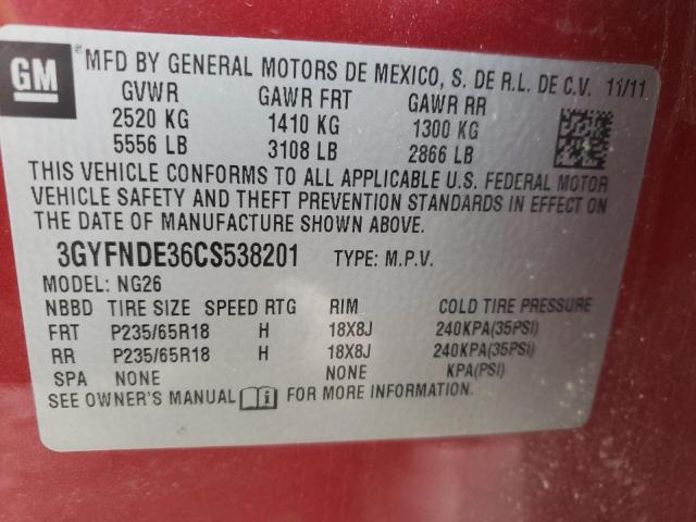 Photo 10 from auction – 2012 CADILLAC SRX LUXURY with VIN 3GYFNDE36CS538201