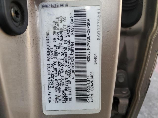 Photo 10 from auction – 2002 TOYOTA CAMRY LE with VIN 4T1BF30K52U506764