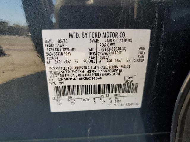 Photo 10 from auction – 2019 FORD EDGE SEL with VIN 2FMPK4J94KBC14046