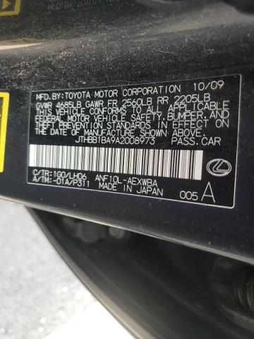 Photo 10 from auction – 2010 LEXUS HS 250H with VIN JTHBB1BA9A2008973