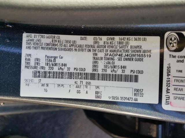 Photo 10 from auction – 2016 FORD FIESTA SE with VIN 3FADP4EJ4GM165519