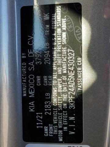 Photo 10 from auction – 2022 KIA FORTE FE with VIN 3KPF24AD5NE430327