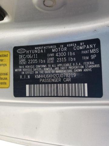 Photo 10 from auction – 2012 HYUNDAI GENESIS CO with VIN KMHHU6KH2CU078219
