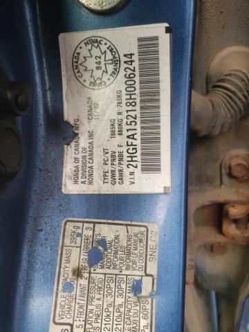 Photo 10 from auction – 2008 HONDA CIVIC DX with VIN 2HGFA15218H006244