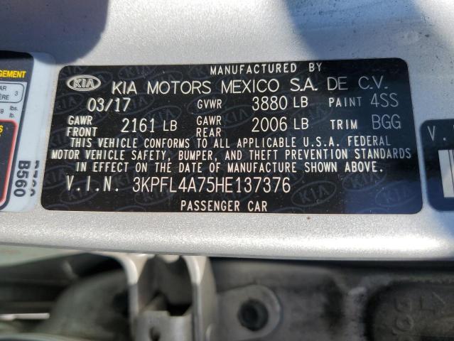 Photo 10 from auction – 2017 KIA FORTE LX with VIN 3KPFL4A75HE137376