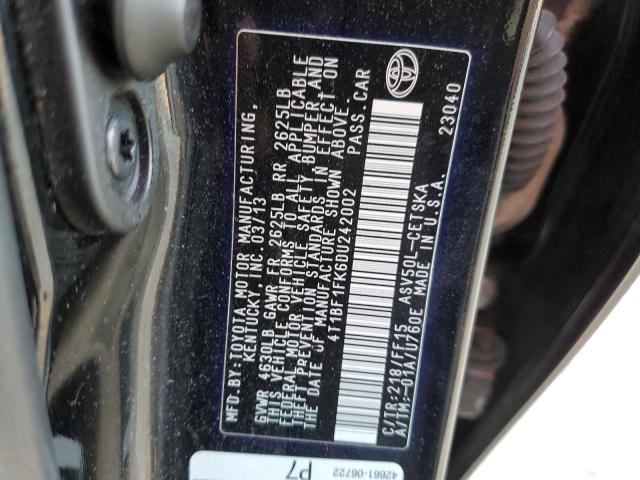Photo 10 from auction – 2013 TOYOTA CAMRY L with VIN 4T1BF1FK6DU242002