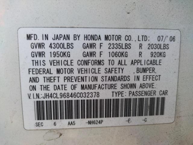 Photo 10 from auction – 2006 ACURA TSX with VIN JH4CL96846C032378