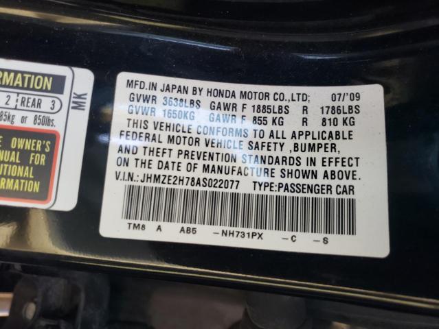 Photo 10 from auction – 2010 HONDA INSIGHT EX with VIN JHMZE2H78AS022077