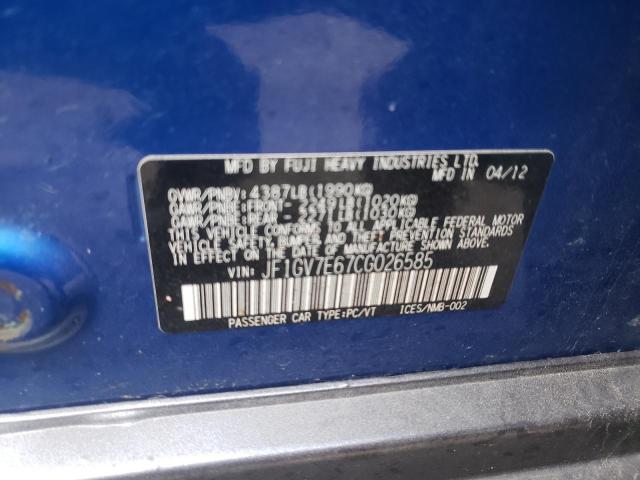 Photo 10 from auction – 2012 SUBARU IMPREZA WR with VIN JF1GV7E67CG026585