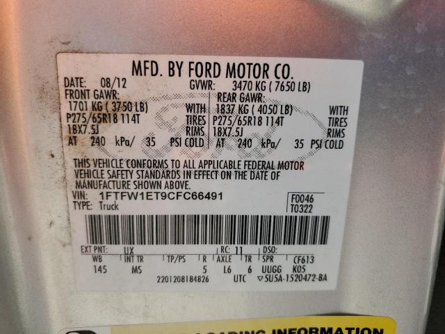 Photo 10 from auction – 2012 FORD F150 SUPER with VIN 1FTFW1ET9CFC66491